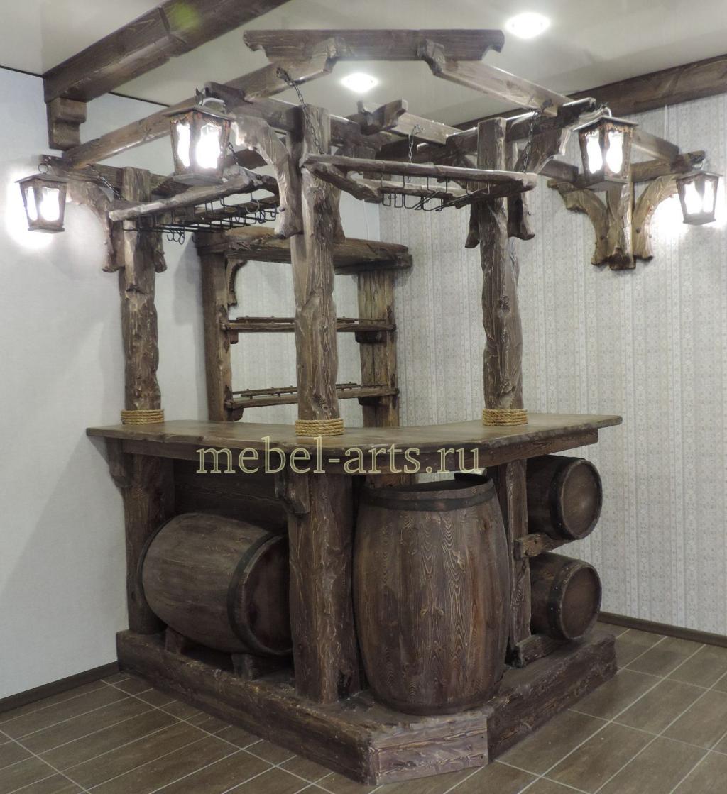 Барная стойка на бочках угловая